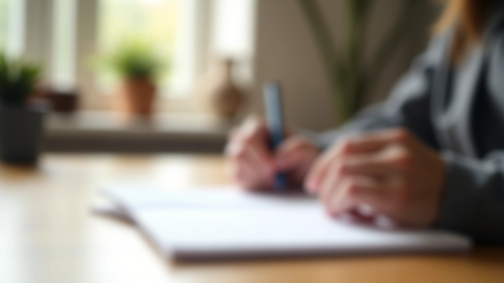 Psaní do papírového diáře pomocí péra na minimalistickém pracovním stole