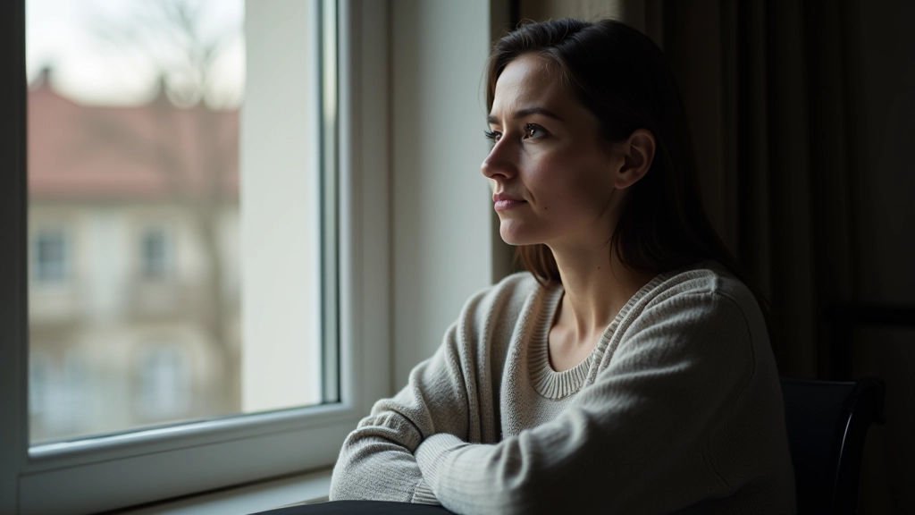 Osoba sedící sám u okna, přemýšlející o budoucím úkolu